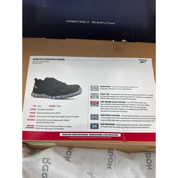 Reebok Sublite $108 Alloy Toe Women Cushion Work Sneaker Shoe RB041 Sz 4 Black - Picture 5 of 13